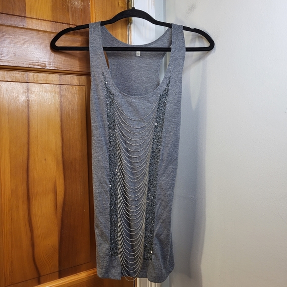 Charlotte Russe Beaded and Chains Adorned Tank Top - Picture 1 of 9